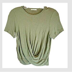Marine Layer Womens Top M Green Lexi 10216 Twist Front Shirt Stretch Casual